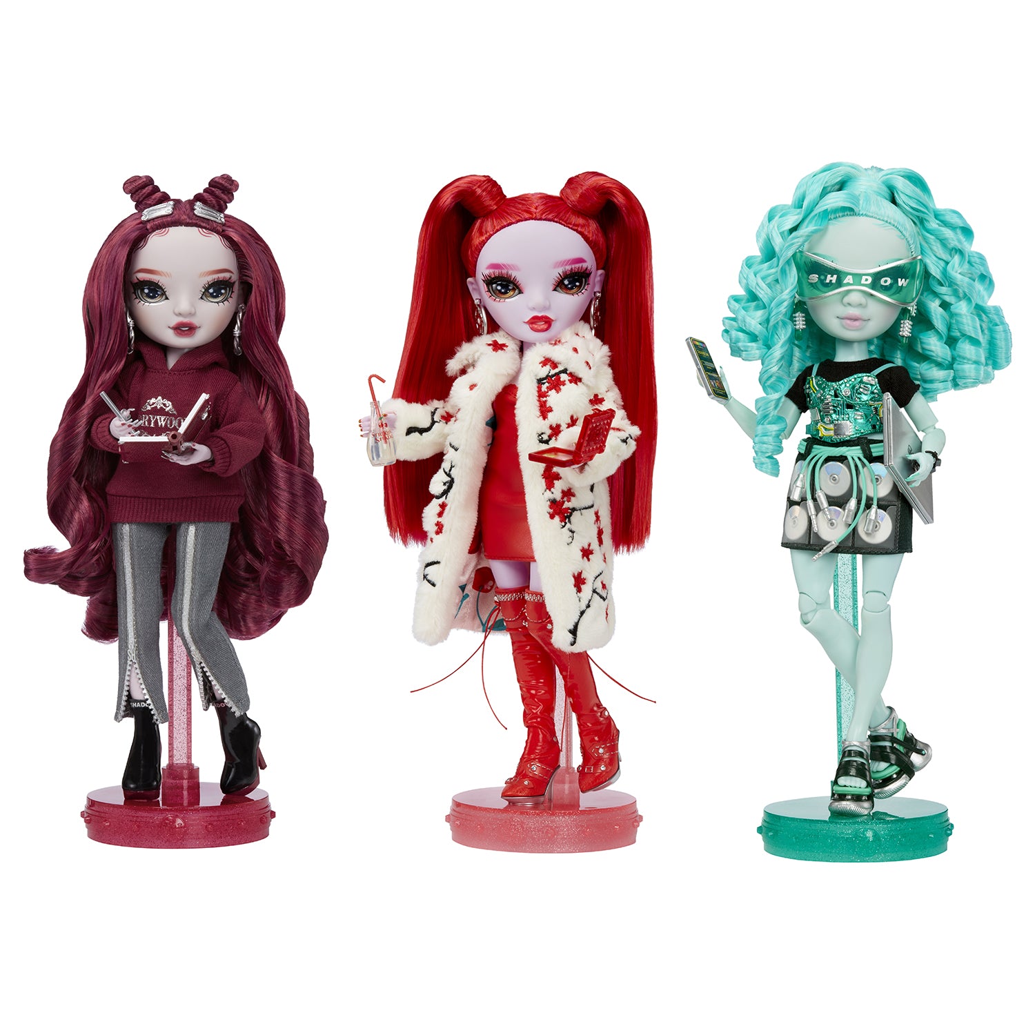 MGA ENTERTAINMENT - Rainbow High Shadow High Doll con Accessori - Berrie Skies, Rosie Redwood e Scarlet Rose